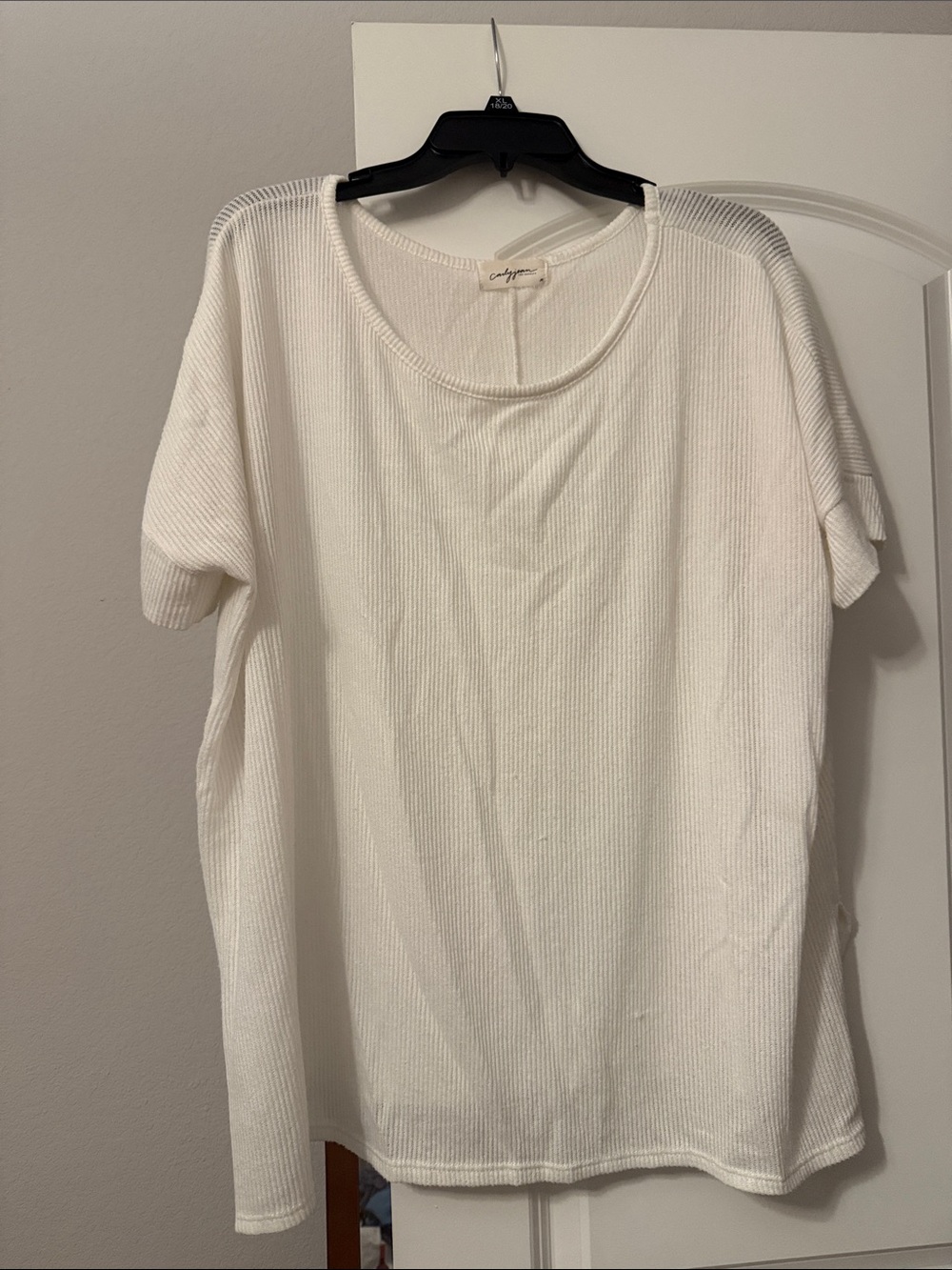 CJLA White Ribbed Short Sleeve Tee